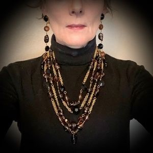 Stunning Glass Bead & Chain Necklace and Ear Rings